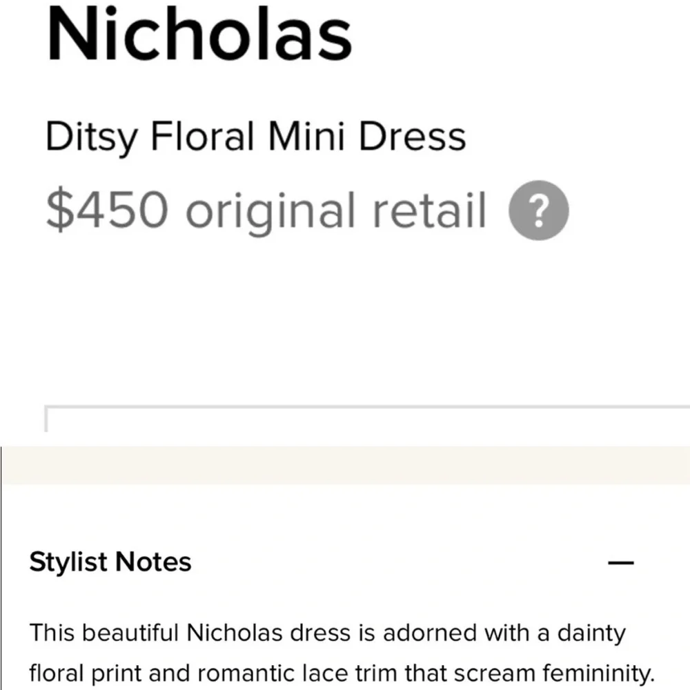 N/Nicholas black floral dress size 6 NWOT - Picture 11 of 11